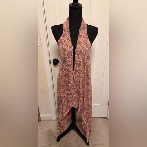 Aloha Royale Hawaii open Front Swim Cover up Pink Tropical One Size Rayon